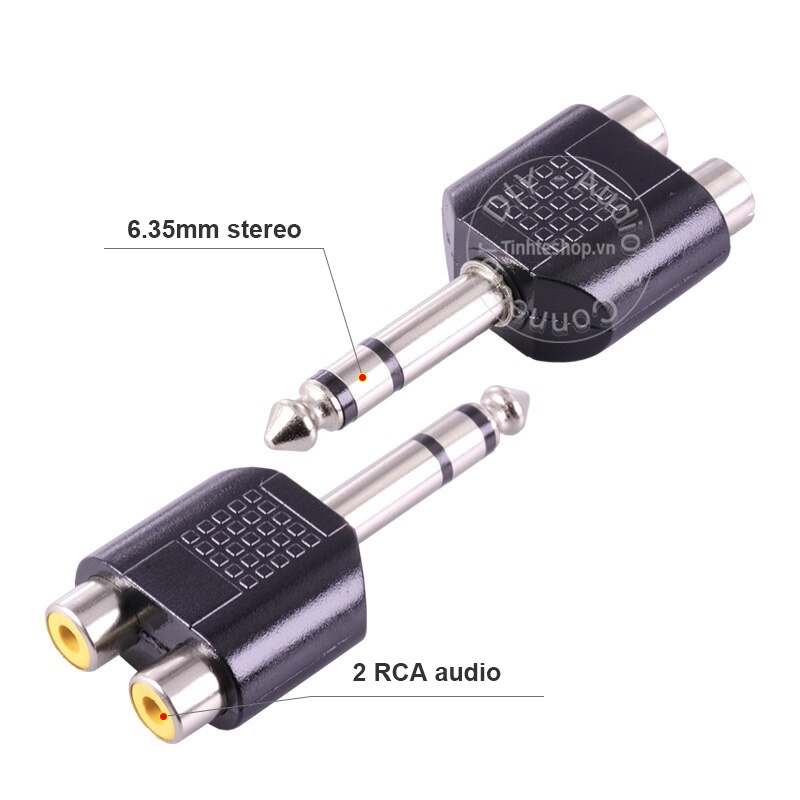 Jack 6ly stereo ra 2 hoa sen - Đầu chuyển 6.5mm TRS sang 2 RCA R+L