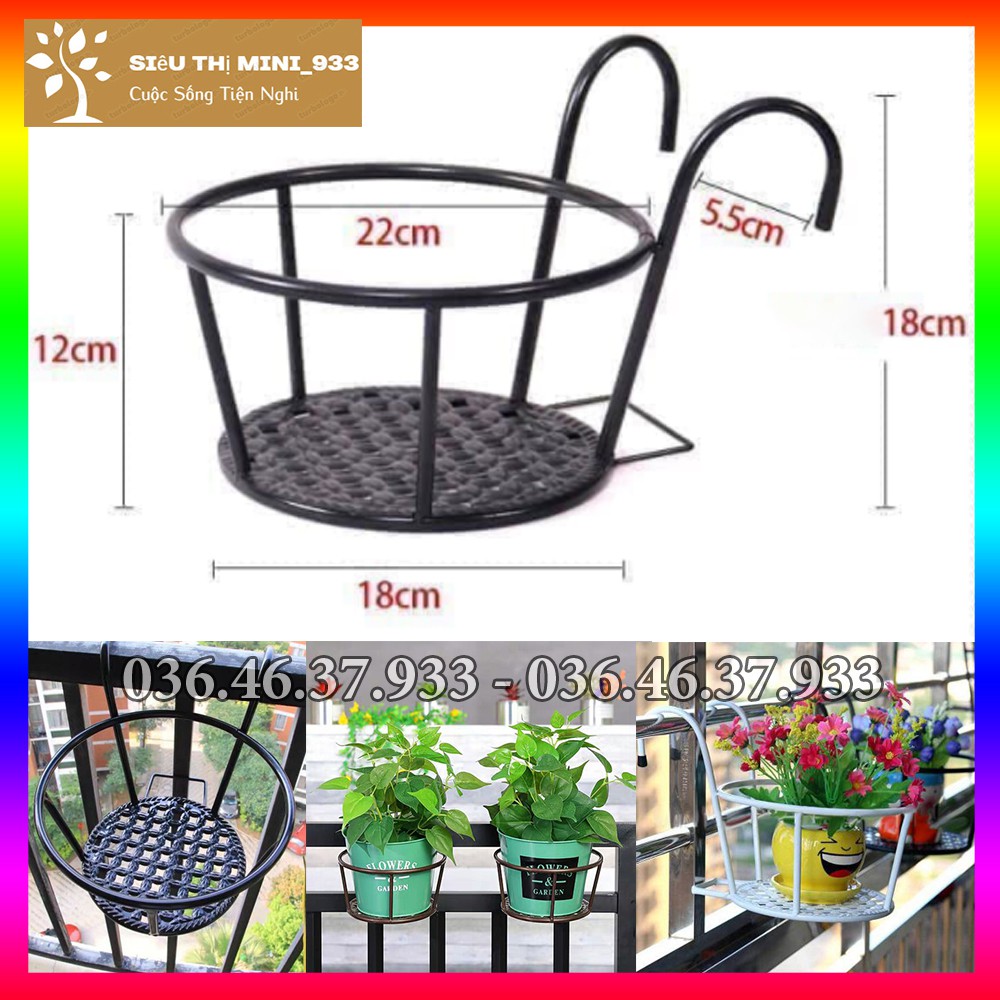 Giỏ treo chậu hoa ban công bằng Sắt cộng dày dặn treo hàng rào lan can cửa sổ