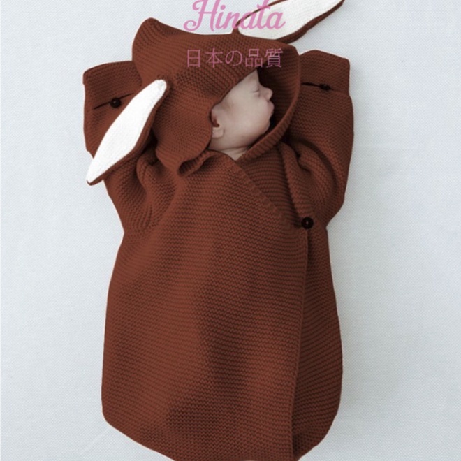 Kén ngủ ba chiều tai thỏ dễ thương HINATA - Tặng kèm BTA01 - được đan thủ công an toàn cho bé KN03