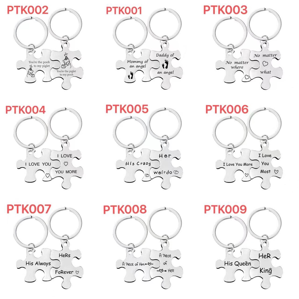 Móc Khóa Mặt Hình Mảnh Ghép Bằng Thép Không Gỉ Dùng Làm Quà Tặng