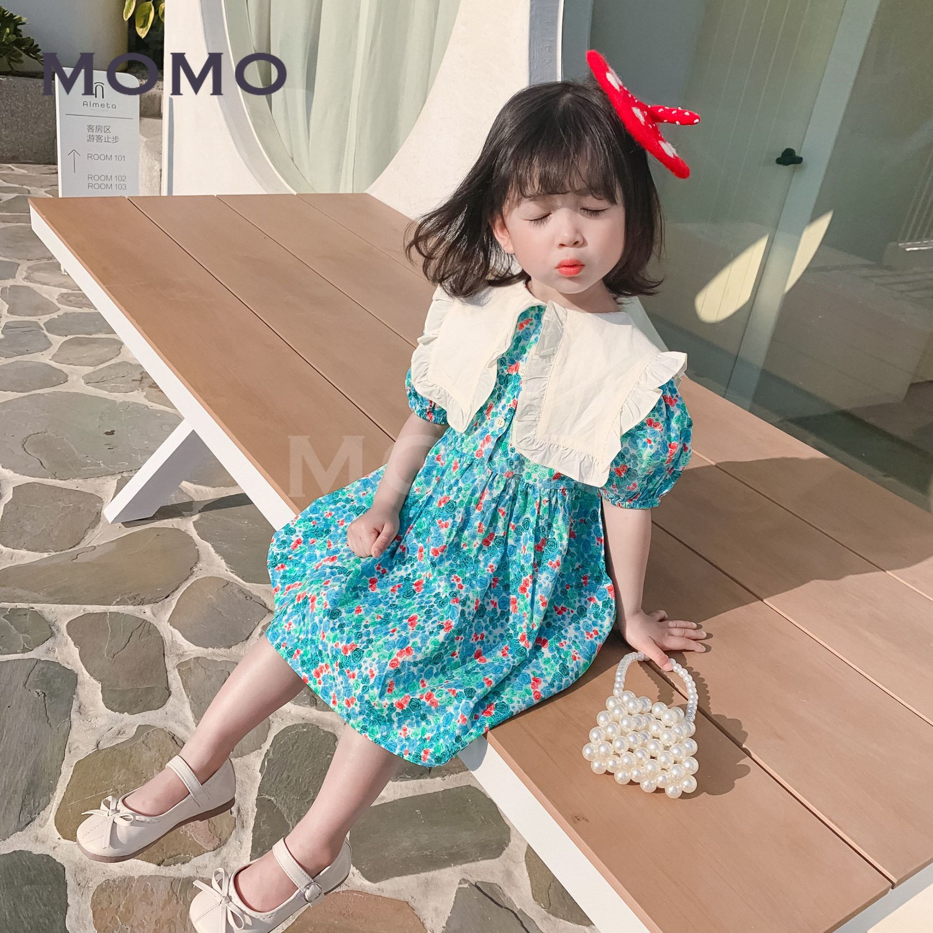 Đầm Công Chúa Ngắn Tay Hàn Quốc Màu Xanh Lá Cho Bé Gái (0-8 Tuổi)