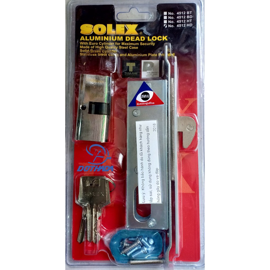 KHÓA CỬA LÙA SOLEX THÁI LAN 4512 - Made in Thailand