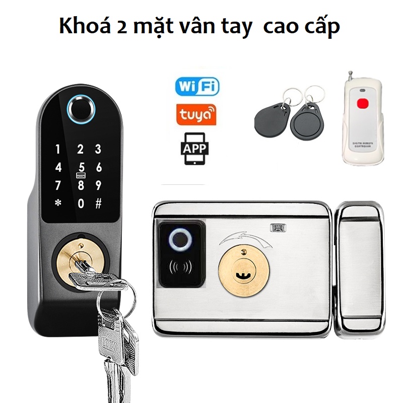 Khoá vân tay 2 mặt Tuya wifi chuyên cho cửa sắt KG-C1218D