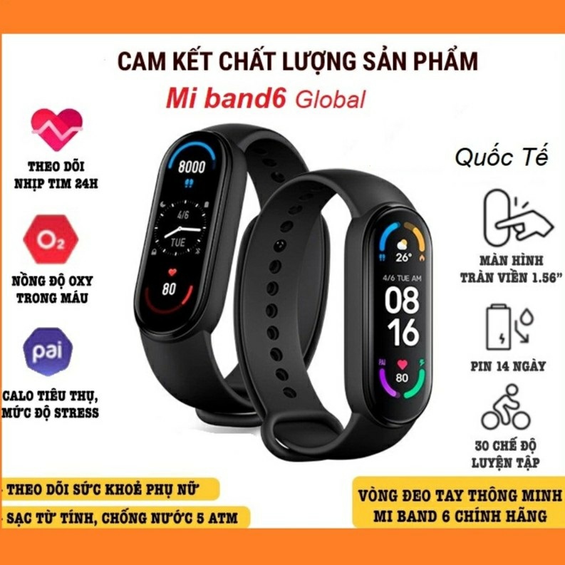 [BẢN QUỐC TẾ] Đồng hồ thông minh Xiaomi Mi Band 6 chính hãng Miband6 Mi Band6