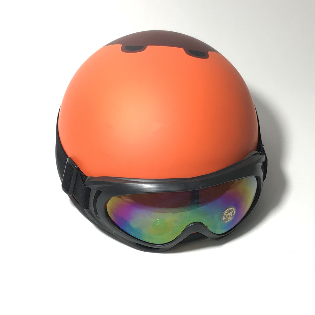 Mũ bảo hiểm nửa đầu chính hãng nhiều màu kèm kính UV, kính phi công, nón bảo hiểm 1 phần 2 freesize