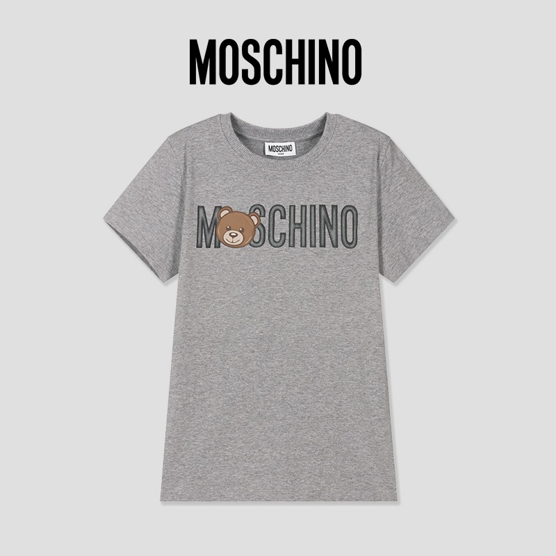 Áo Thun Tay Ngắn Cổ Tròn Màu Trơn In Chữ MOSCHINO Dễ Phối Đồ