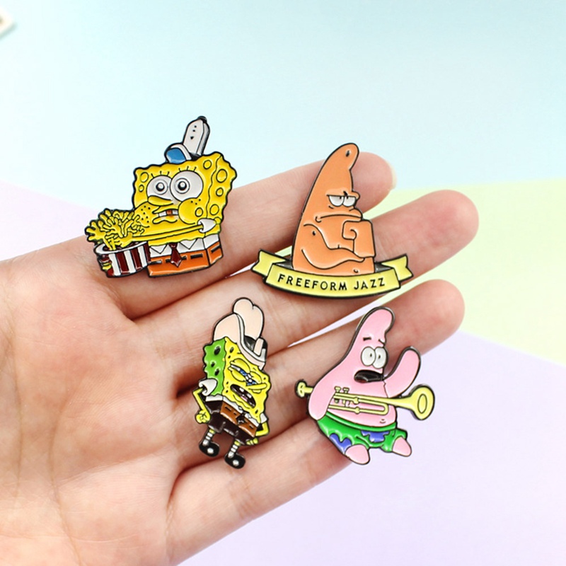 Nuserw GDHY SpongeBob Anime Series Brooch 16 Styles Sponge Bob Enamel Pins Sea Stars Barnacle Boy Pineapple House For Kids Button Badge-in Brooches From Jewelry &amp; Accessorie