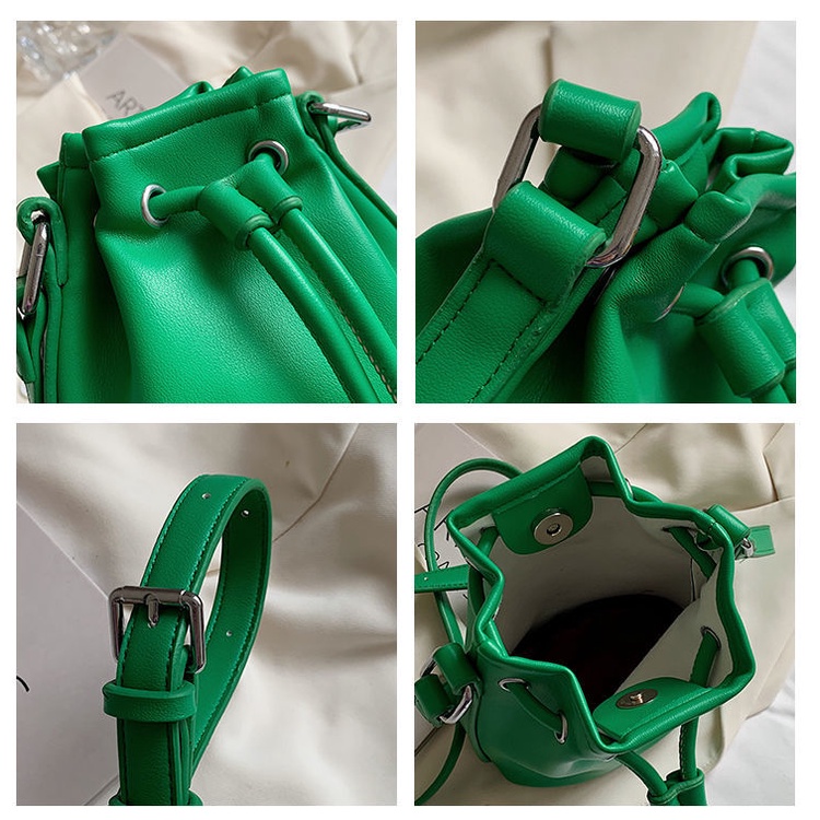 Túi Đeo Chéo Da Mềm Dây Rút Thời Trang Hàn Quốc Đơn Giản