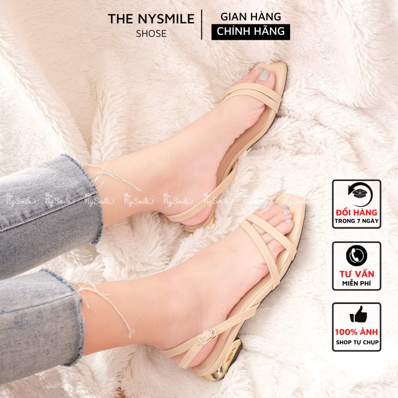 Giày sandal 2 quai mảnh cao 2cm gót viền bạc - THENYSMILE - TOPY 1 2