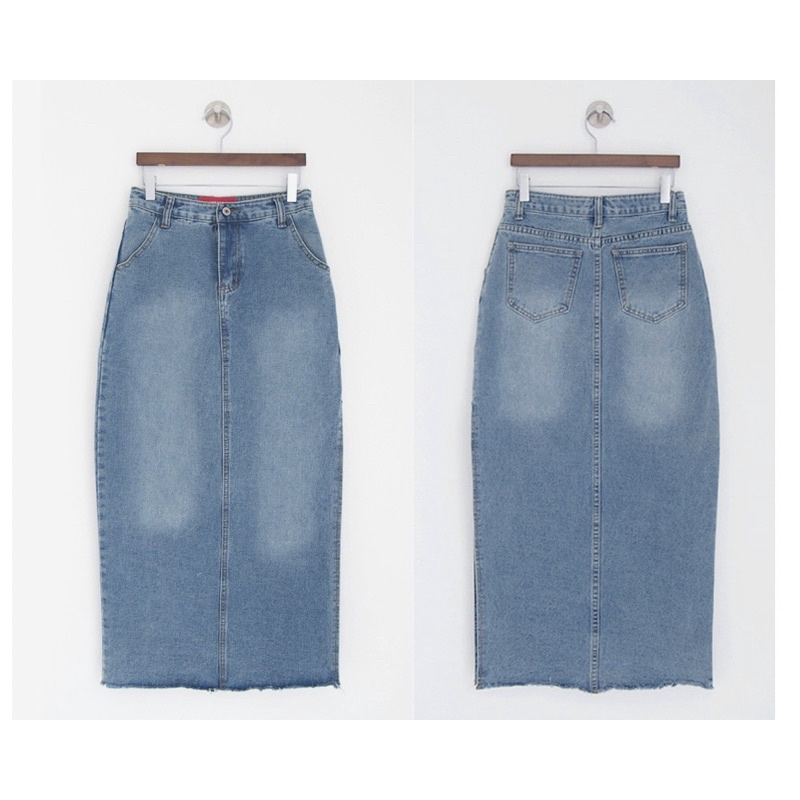Chân váy jean xẻ sườn trơn