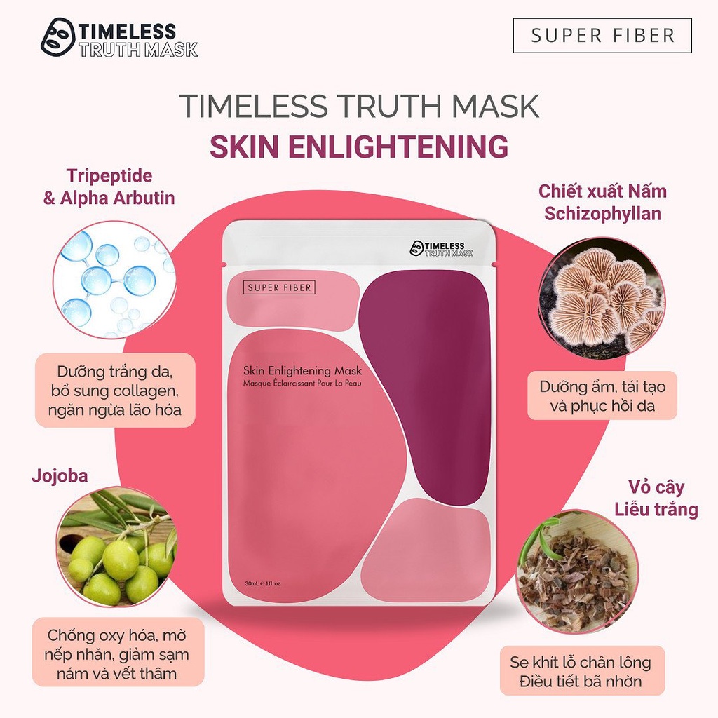 Mặt nạ Timeless Truth Mask Super Fiber Skin Enlightening Ngăn Sạm Da, Dưỡng Da Sáng Hồng Rạng Rỡ (30ml/miếng)