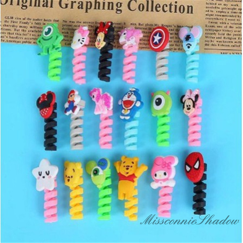 MissConnie Phụ kiện bảo vệ đầu dây cáp điện thoại tiện dụng thiết kế hoạt hình đáng yêu