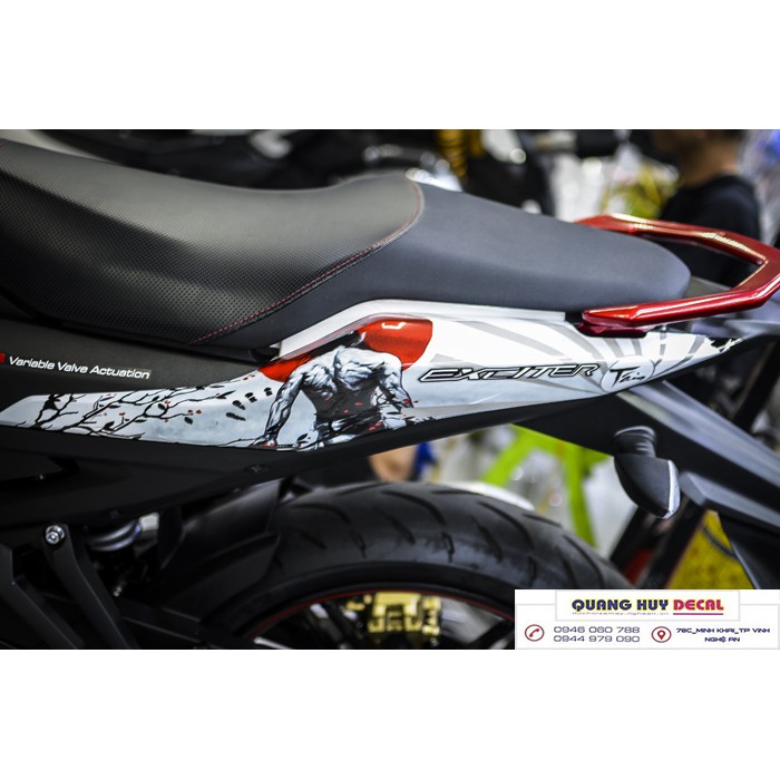Tem trùm exciter 155 FREESHIP samurai trắng đỏ