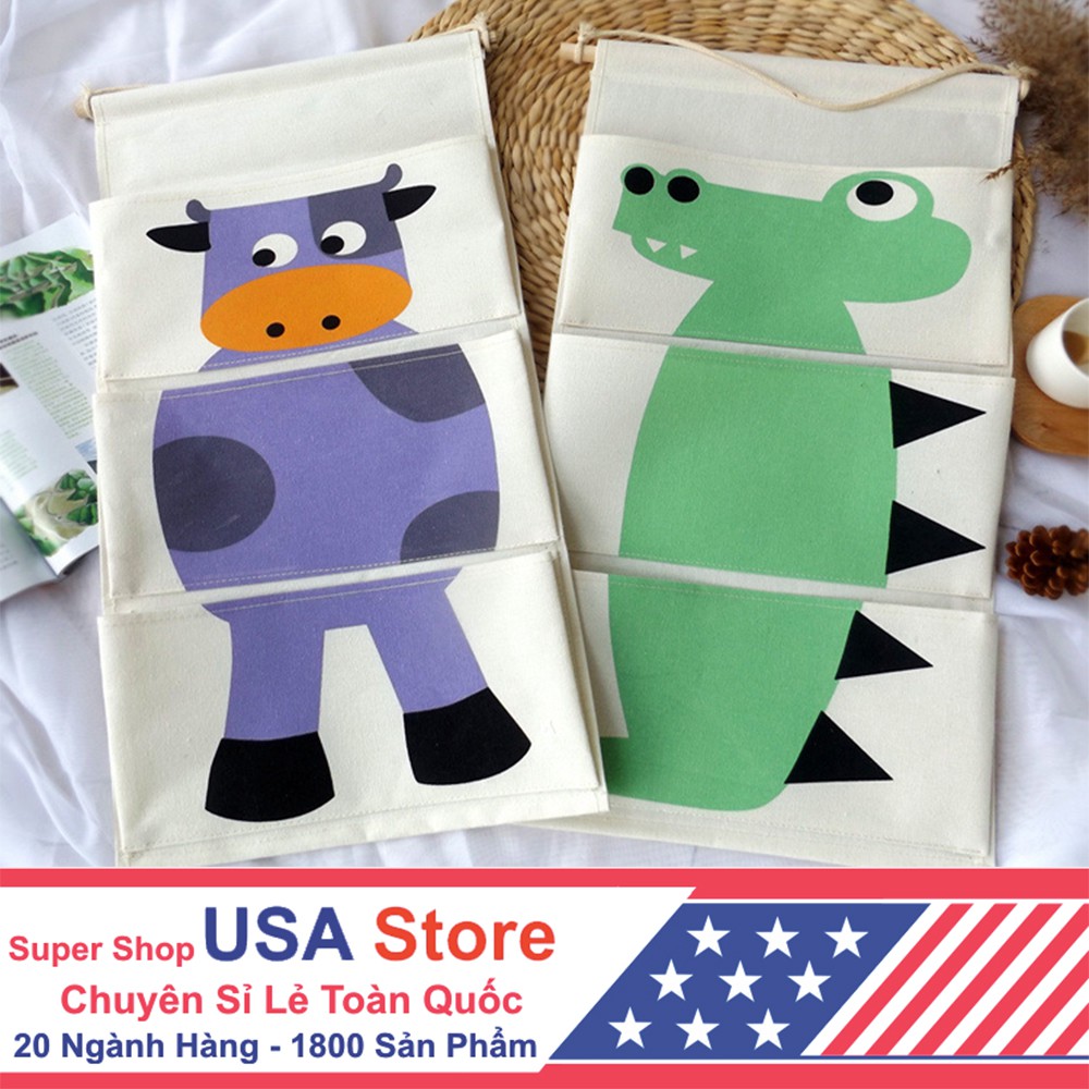 Túi Treo 3 Tầng Décor - Mẫu Mã Con Thú - Trang Trí Phòng Em Bé - Size Lớn 60 x 35cm