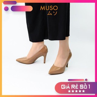 ( real a ) Giày Cao Gót 9cm Đế Nhọn MUSO Da Bóng Sang Chảnh Cho Nữ pin doff