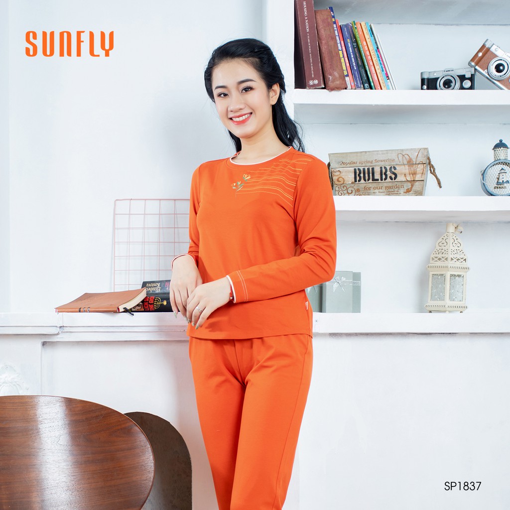 Bộ đồ cotton áo dài tay, quần dài SUNFLY SP1837