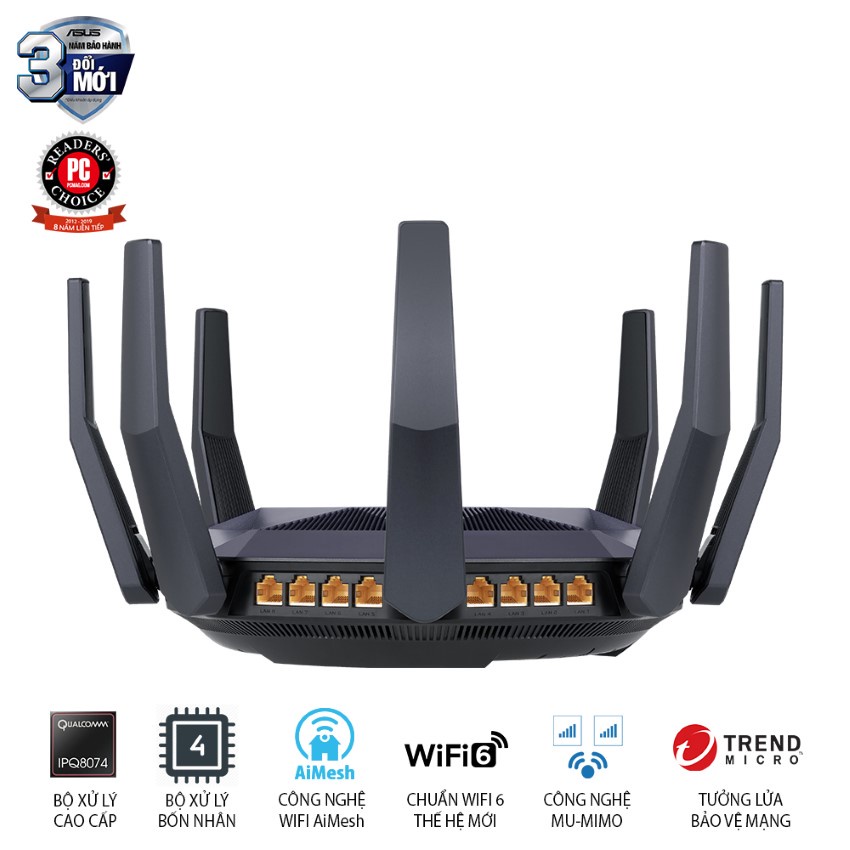 Bộ phát wifi 6 Asus RT-AX89X AX6000Mbps Gaming MU-MIMO and OFDMA (Chính Hãng Asus Việt Nam)