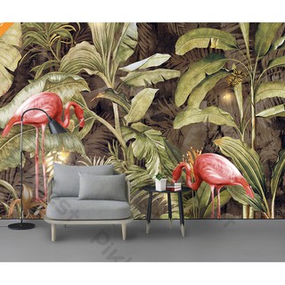 Tranh dán tường 3d trang trí phòng em bé phòng ngủ hiện đại, Chim hồng hạc săn mồi (tích hợp sẵn keo) MS1225583