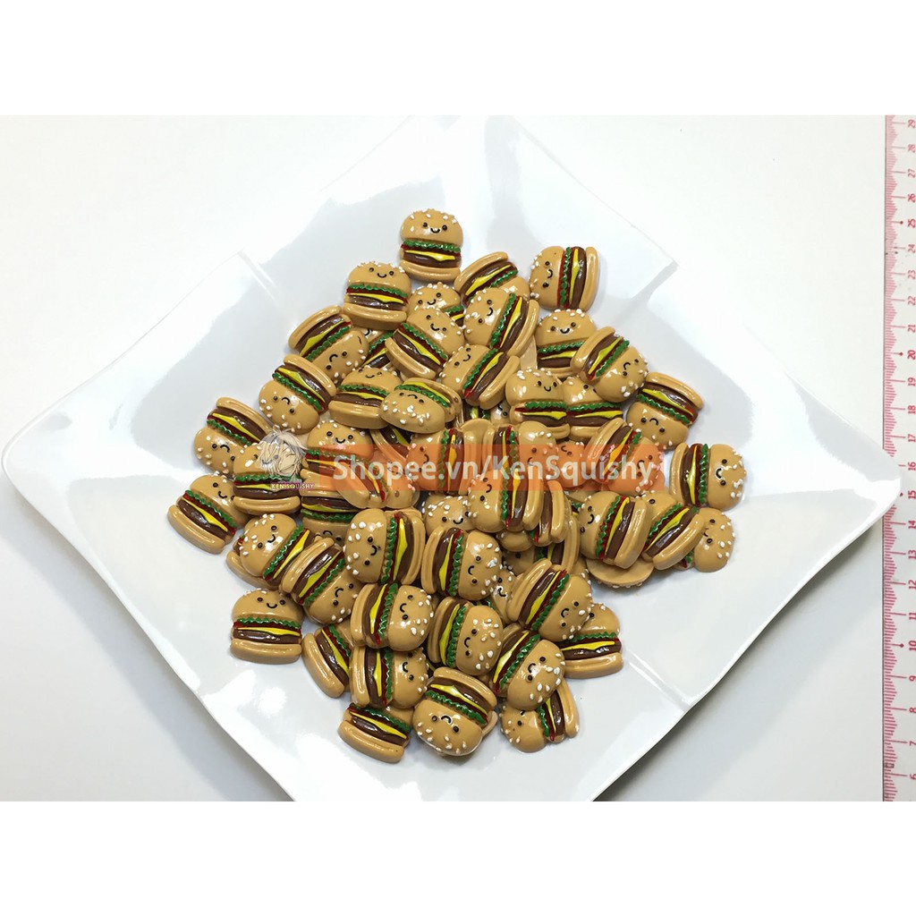 Mô Hình Bánh Hamburger Cảm Xúc Nguyên Liệu Trang Trí Slime / Ốp Điện Thoại