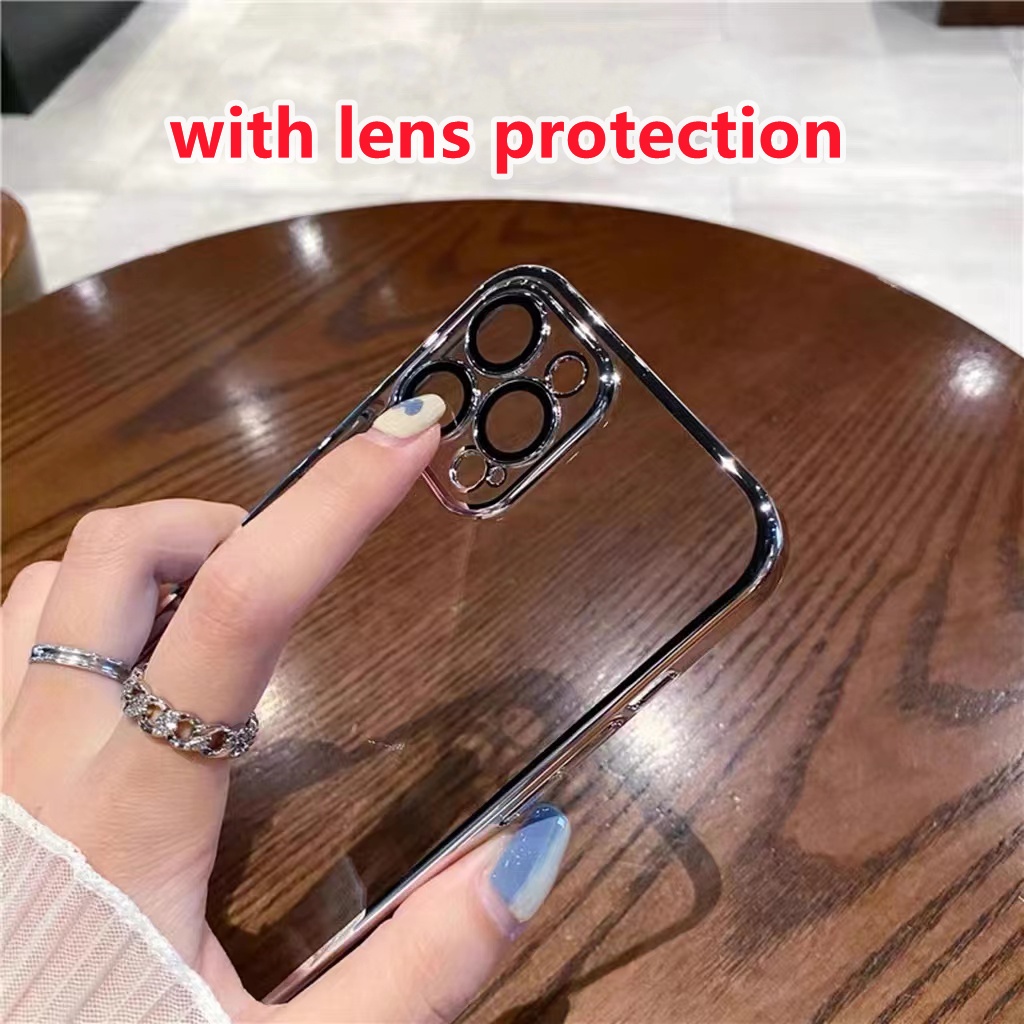 Ốp Điện Thoại iPhone 14 13 11 Pro max TPU Mềm Trong Suốt Chống Sốc Bảo Vệ Ống Kính Sang Trọng Cho case ốp lưng iPhone 14 13 11 Promax