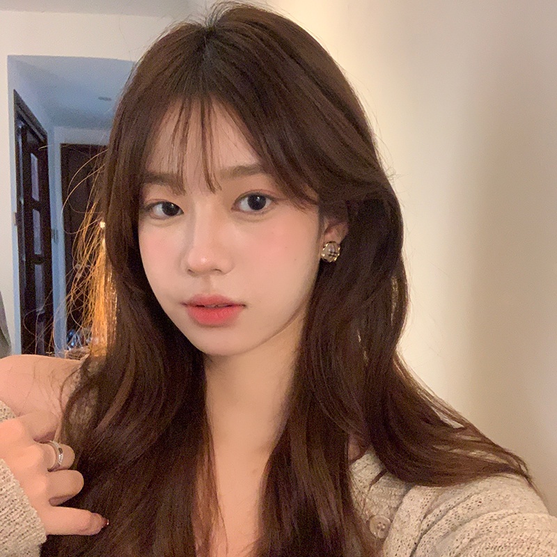 Bông Tai Tròn Họa Tiết Caro Dễ Thương Ngọt Ngào Phong Cách Hàn Quốc