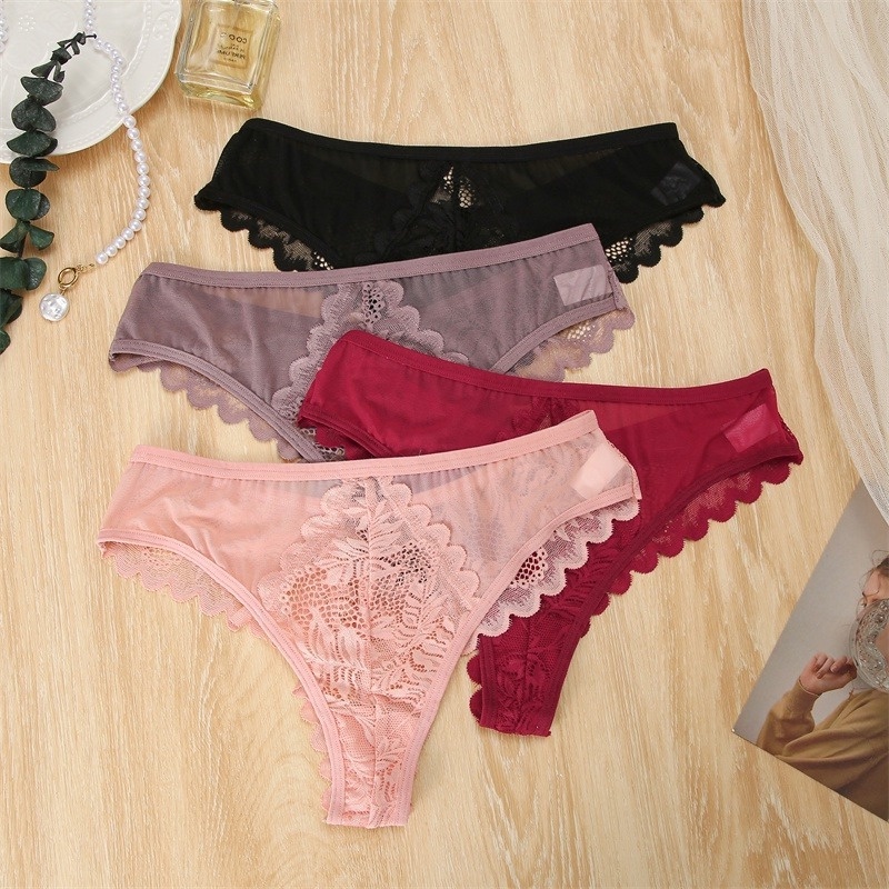Quần lót TAKETALK ren hoa lưng thấp phong cách gợi cảm cho nữ