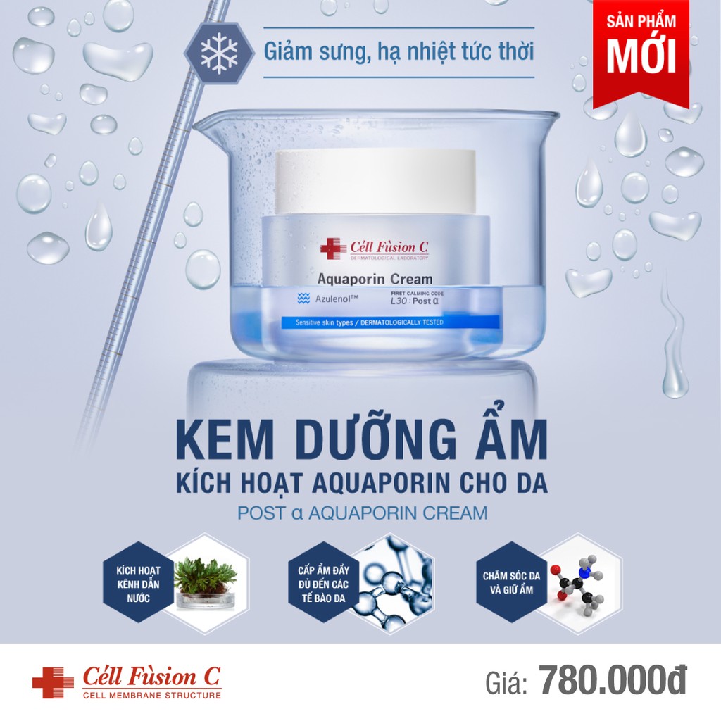 Kem Dưỡng Cấp Ẩm &amp; Dịu Da Khẩn Cấp Cell Fusion C Aquaporin Cream 50ml HSD: 19/08/2022