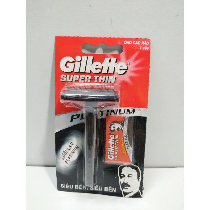 Dao cạo râu Gillette  Super thin màu đen kèm lưỡi lam siêu bền