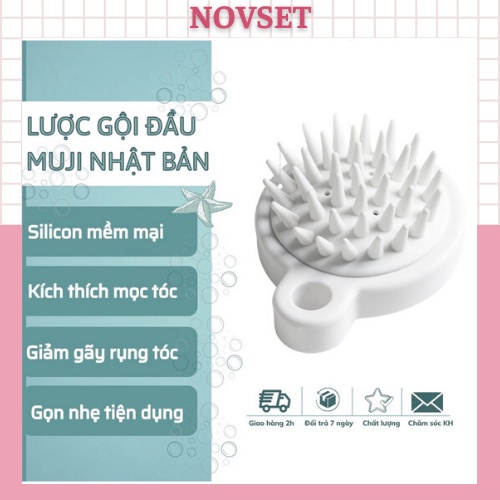 Lược Gội Đầu Cao Cấp Muji Nhật - Massage Đầu Giảm Stress - Ngăn Ngừa Và Kích Thích Mọc Tóc