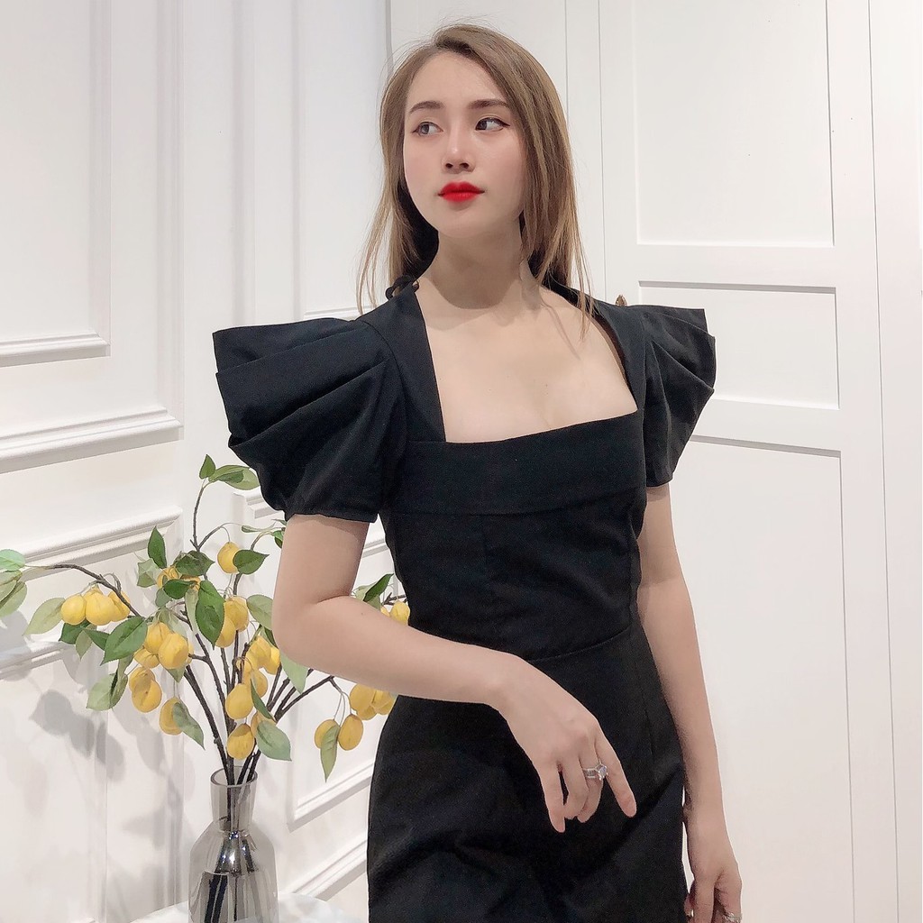 Đầm - Váy Khoét Ngực Tay Bồng Sang Trọng Chất Liệu Thô Mài Cao Cấp Co Thể Mặc Đi Tiệc Được Cho Các Nàng | BigBuy360 - bigbuy360.vn