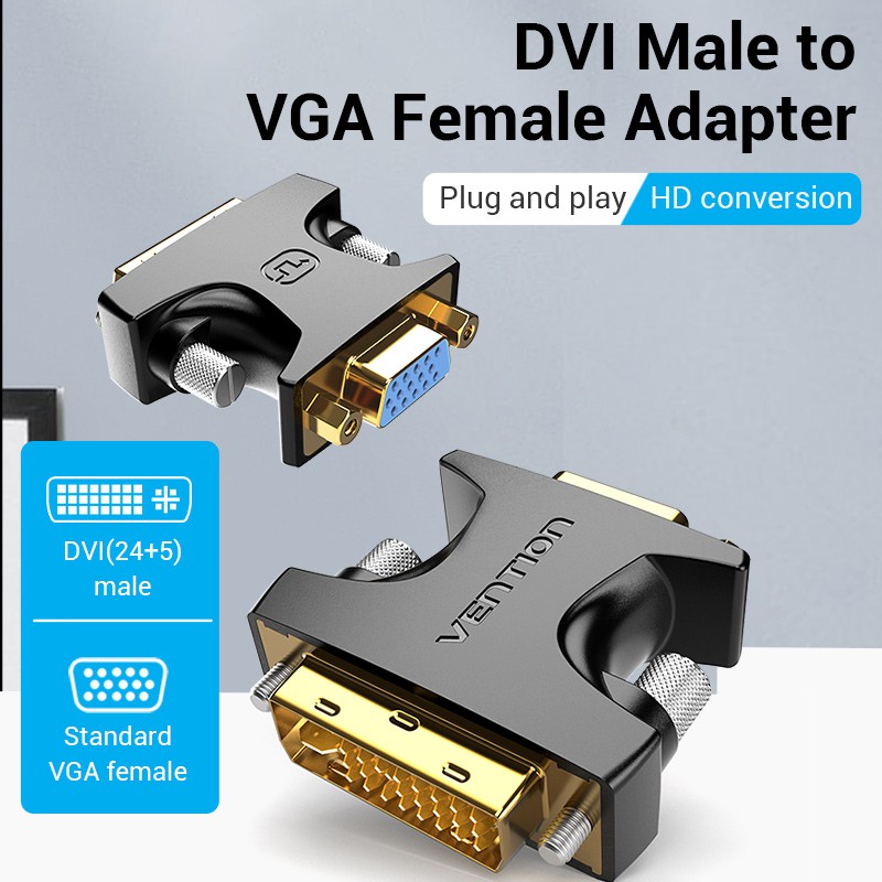 Vention Đầu Chuyển Đổi dvi Sang vga 24 + 5 bi 1080p 60hz Chuyên Dụng Cho tv pc