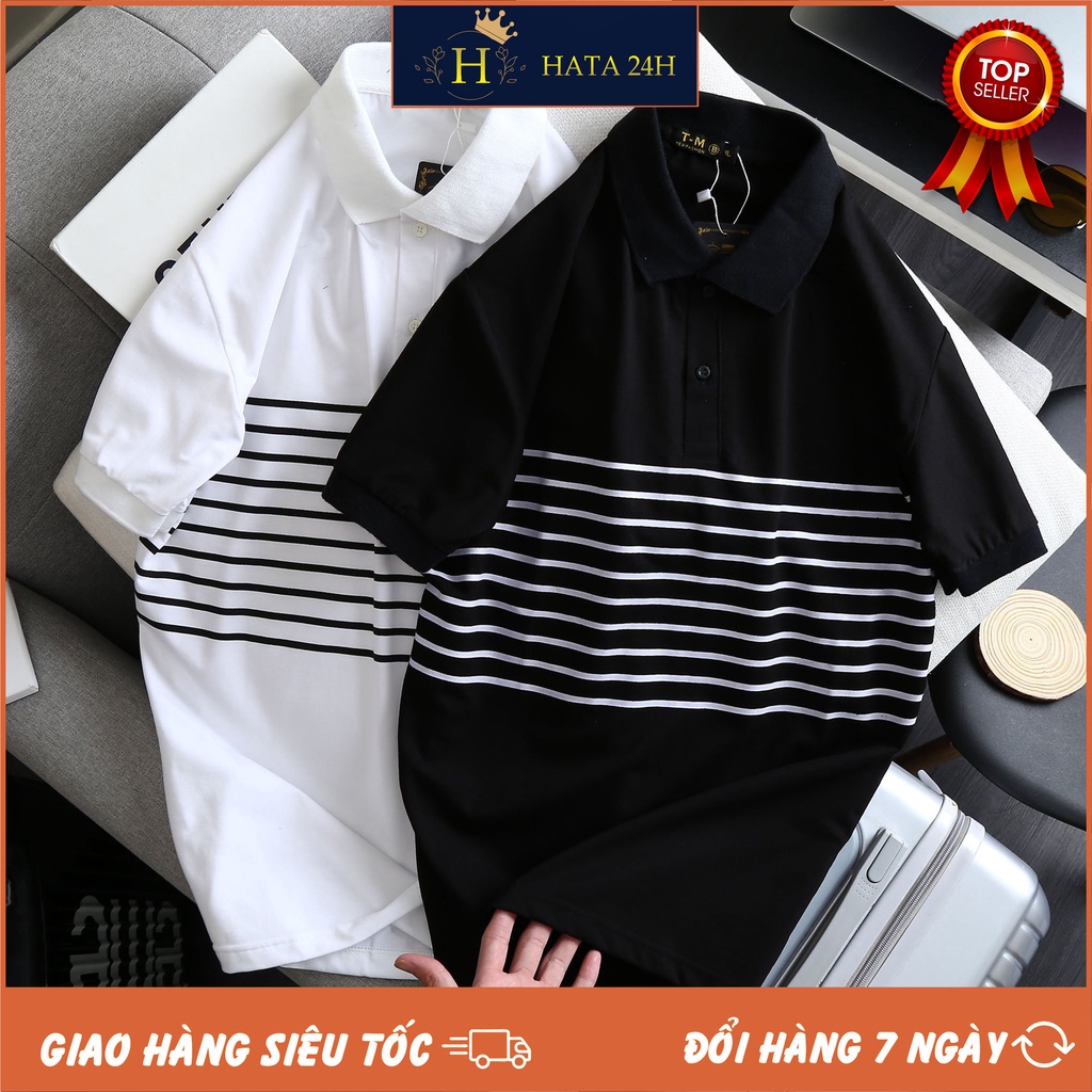 Áo Thun Cặp Đôi Nam Nữ Vải Polo Cao Cấp 241 Ngực Kẻ Dãy Sọc Ngang Thấm Hút Mồ Hôi Phong Cách Năng Động