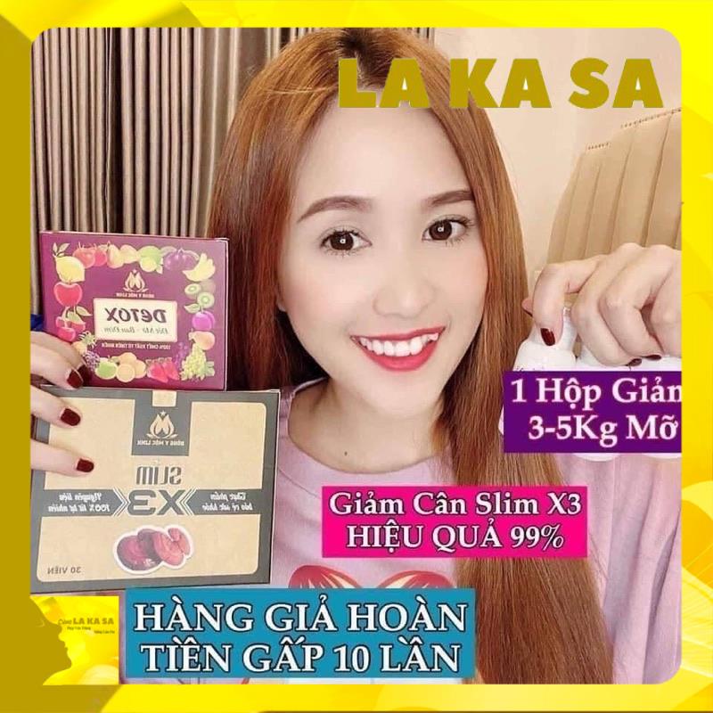 Slim X3 Giảm Cân Sau Sinh Đông Y Mộc Linh Hộp 30 viên Tặng 15v Detox Giảm Mỡ ban đêm