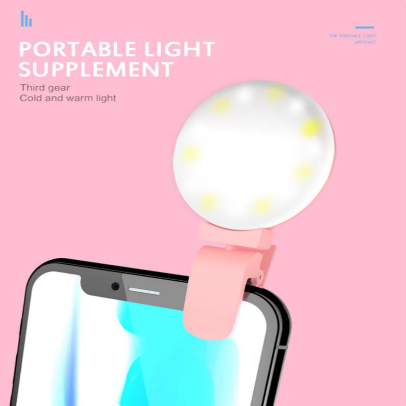 Selfie Light Rechargeable LED Light Portable Mini Clip Smooth DimmingUniversial Fill-in Flash for Photography Makeup Vlogging Live Streaming for IPhone Cellpone