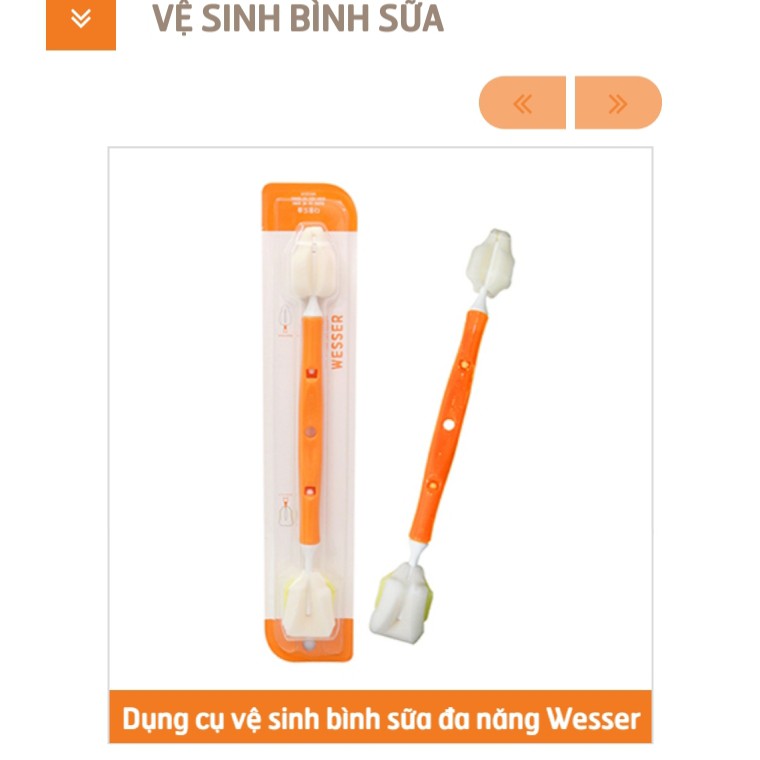 Cọ Rửa Bình Sữa Đa Năng 2 Đầu Wesser