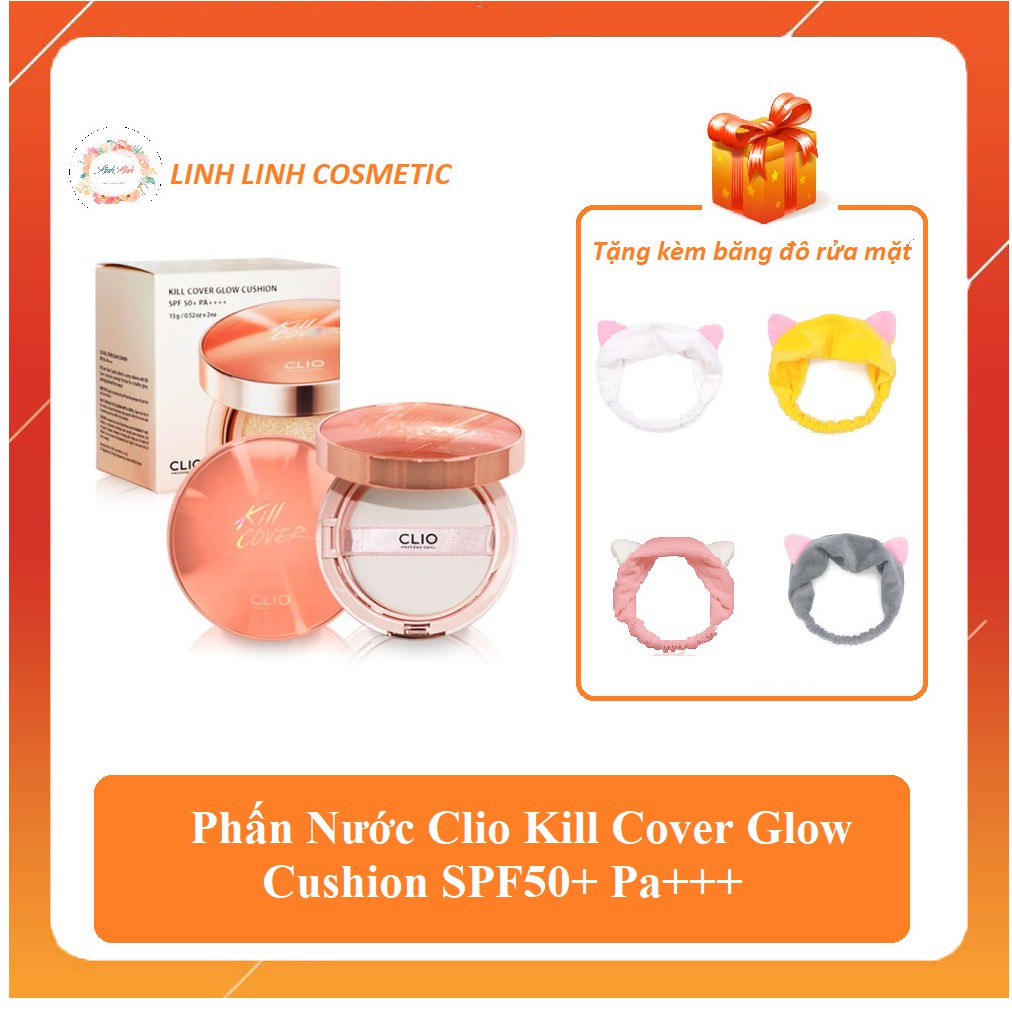 (tặng kèm băng đô) kèm lõi xtra - Phấn Nước Clio Kill Cover Glow Cushion SPF50+ Pa+++