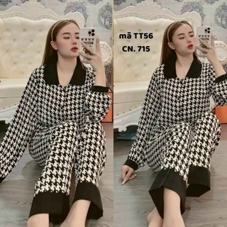 Tt56 - tt55 - set bộ pijama tiểu thư tay phồng dưới 60 kg hình thật