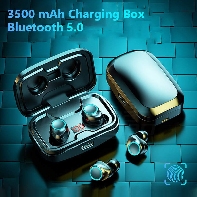 Tai Nghe Bluetooth 5.0 Không Dây Chống Nước Cao Cấp Đi Kèm Hộp Sạc 3500mah