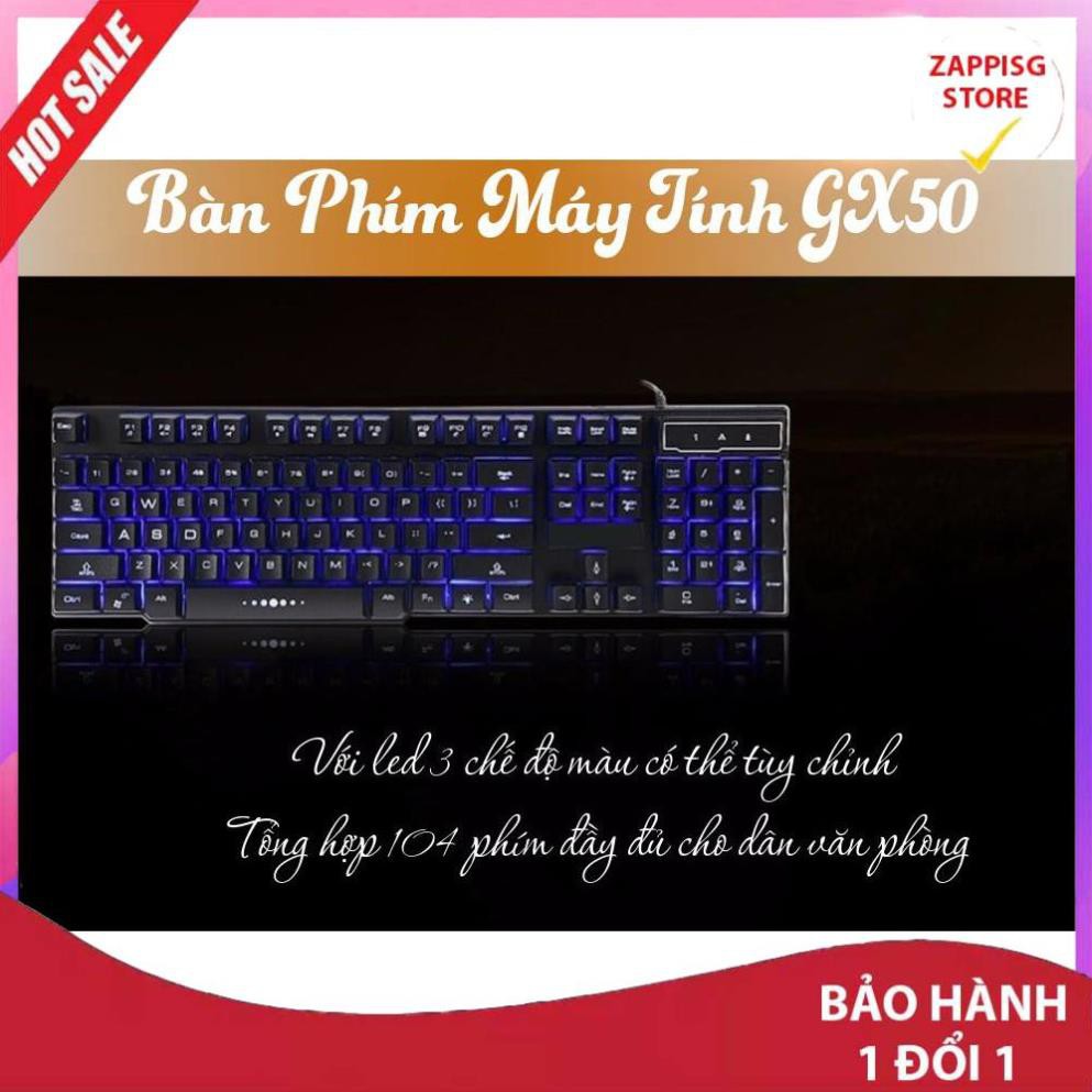 ✔️ bàn phím giả cơ,Bàn phím GX50 LED 3 màu  - Bảo hành 1 đổi 1