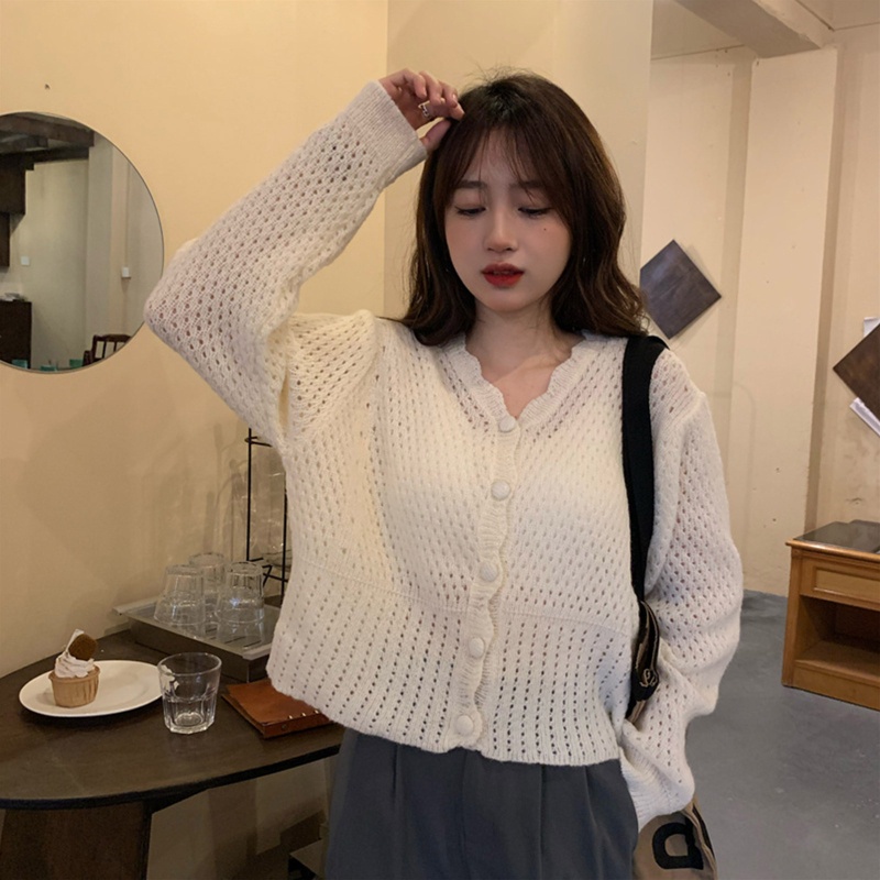 Áo Khoác Cardigan Dệt Kim Tay Dài Màu Sắc Thời Trang Cho Nữ
