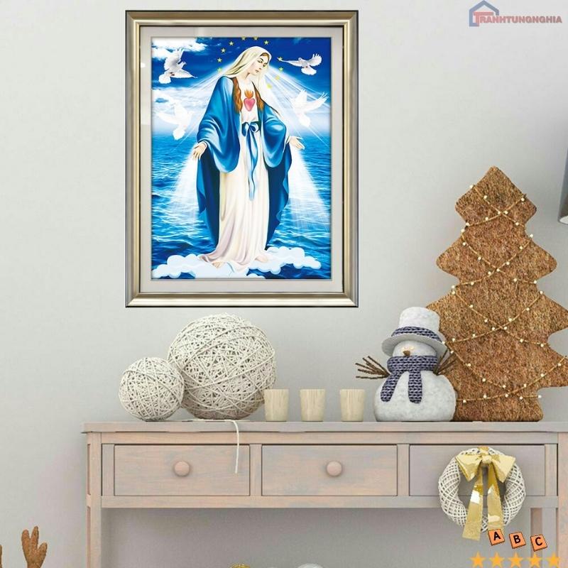 Tranh đính đá, tranh thêu chữ thập đức mẹ ban ơn