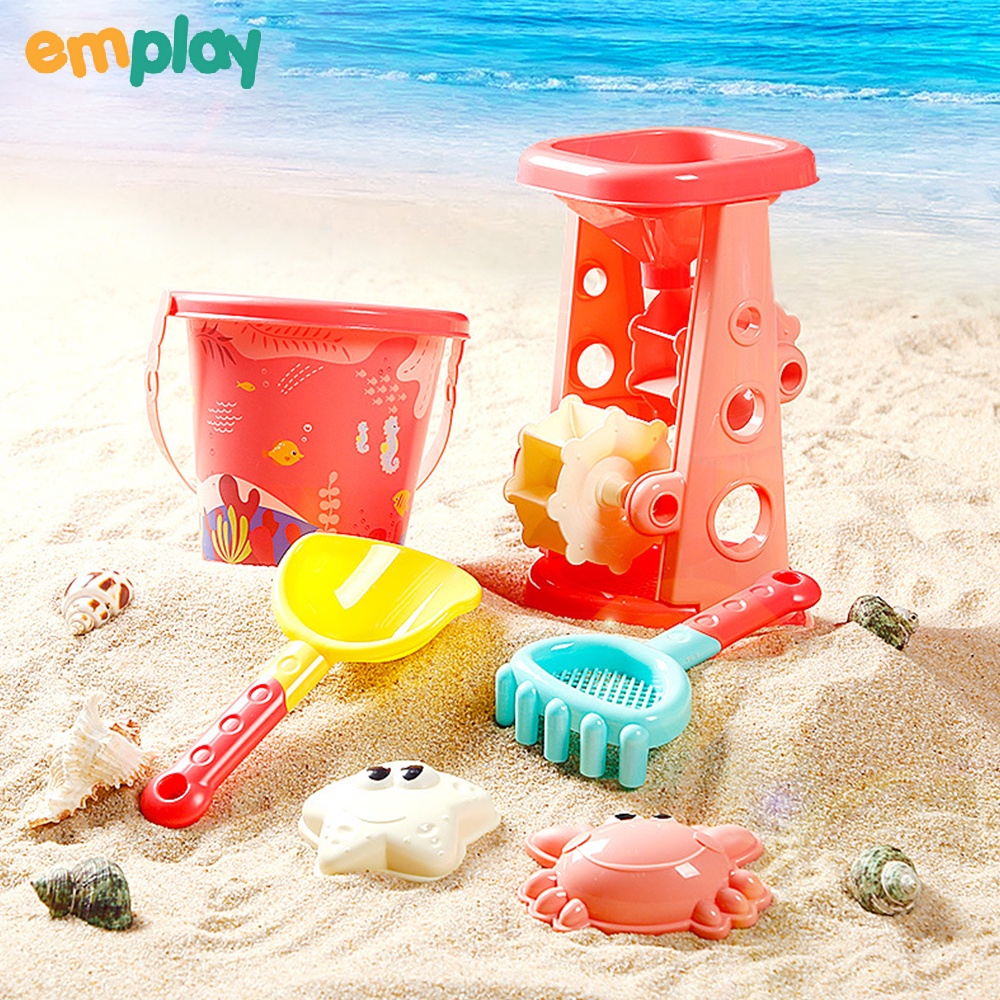 Đồ chơi đi biển xúc cát cao cấp Emplay chất liệu nhựa an toàn chơi guồng cát hay với hạt muồng cho bé từ 3 tuổi