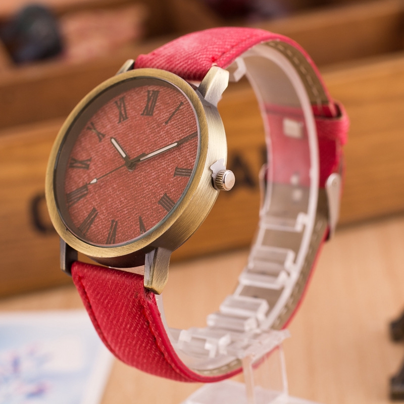Đồng hồ đeo tay Quartz Geneva dây vải jeans/canvas phong cách thời trang vintage dành cho nữ