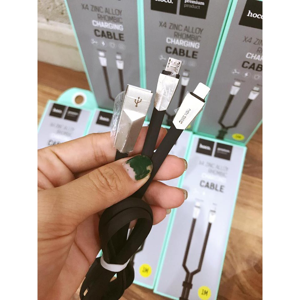 Cáp Sạc HOCO X4, 2 Đầu Cổng Lightning Cho Iphone Và Micro USB Cho Samsung, Oppo...