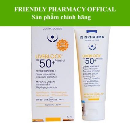 UVEBLOCK SPF 50+ MINERAL – Kem chống nắng bảo vệ da khỏi tác hại ánh nắng mặt trời tia UVA,UVB, ngăn ngừa đen da (40ml)