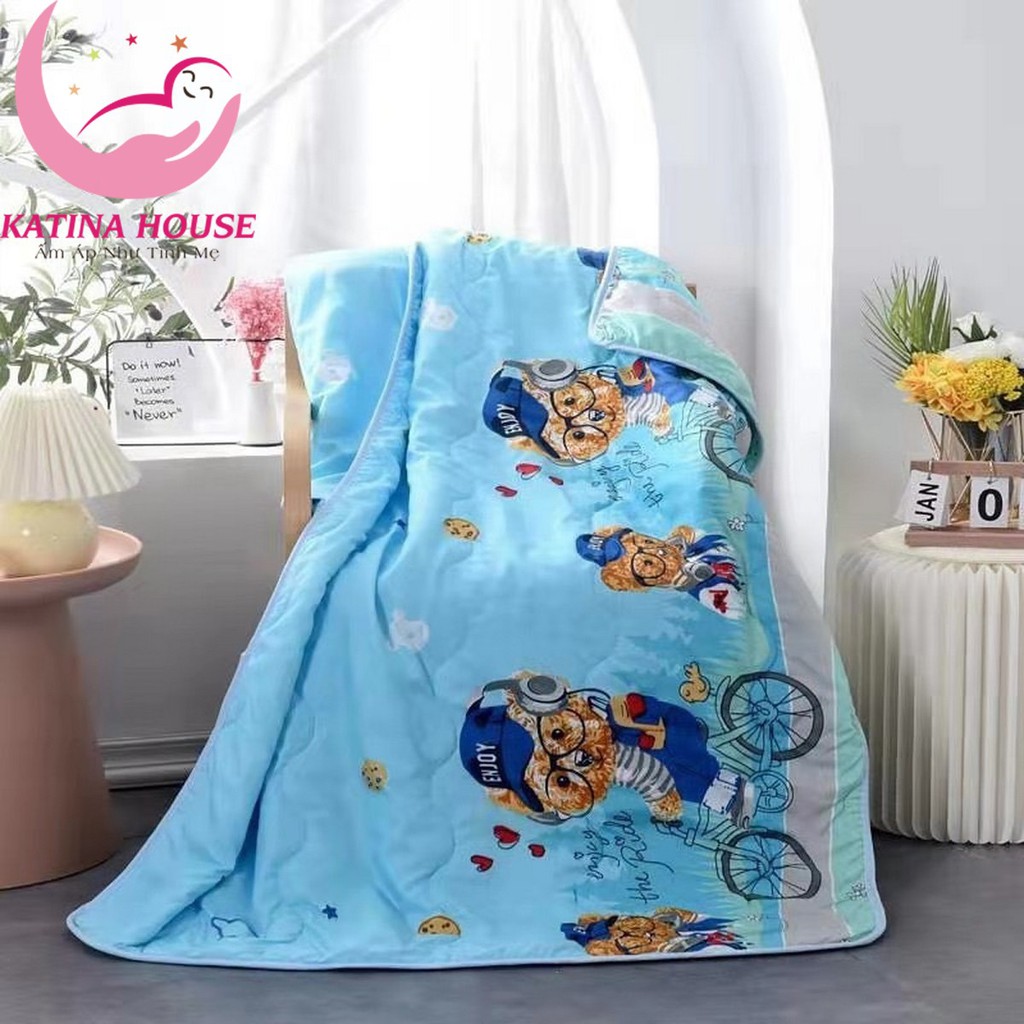 Chăn mền trẻ em cotton đũi mềm thoáng mát 1mx1m4 (Hàng loại 1),chăn hè mỏng cho bé đi học, ngủ máy lạnh