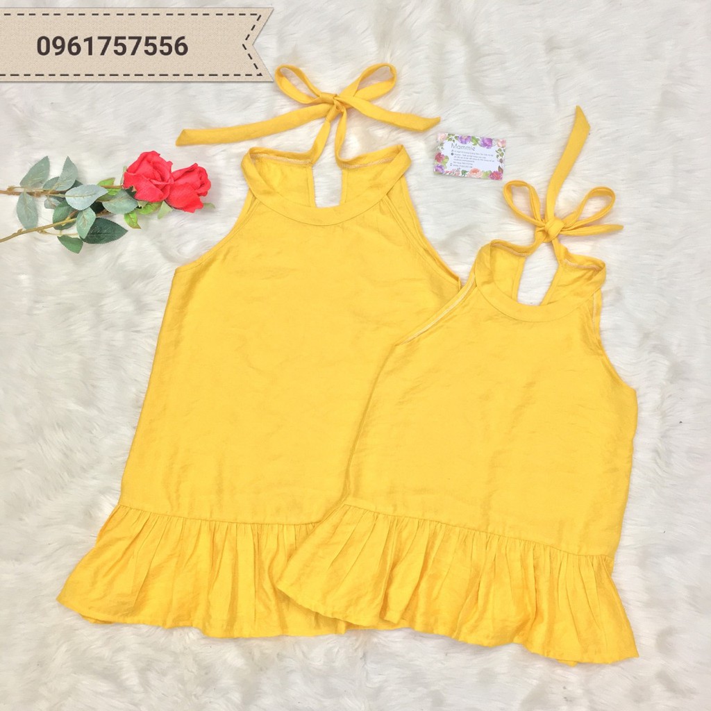 váy yếm tơ tằm vàng