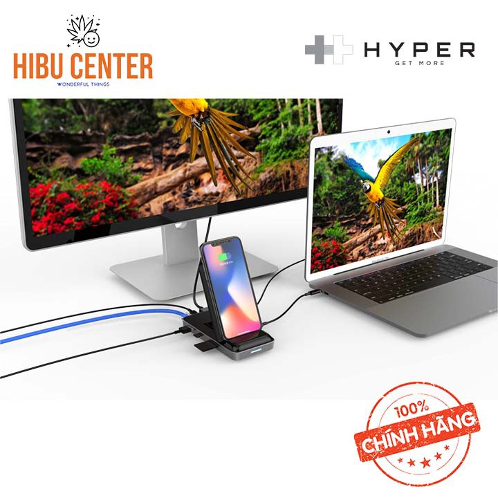 Đế sạc kiêm cổng chuyển HyperDrive 7.5W Wireless Charger USB-C Hub Đột phá về Công nghệ HD258B – HIBUCENTER