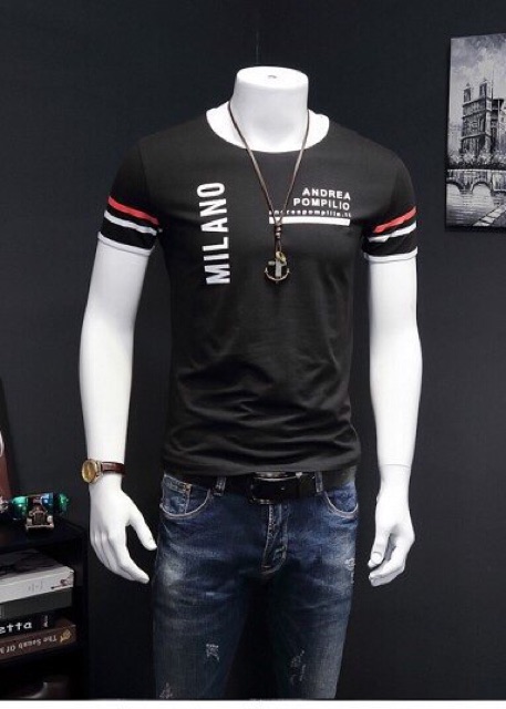 Áo thun ngắn tay thời trang nam chữ Milano
