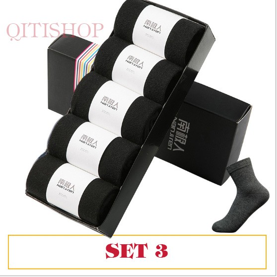 Tất Nam Cổ Cao Màu Trơn - Set 5 Đôi Vớ Nam Trơn Cao Cấp